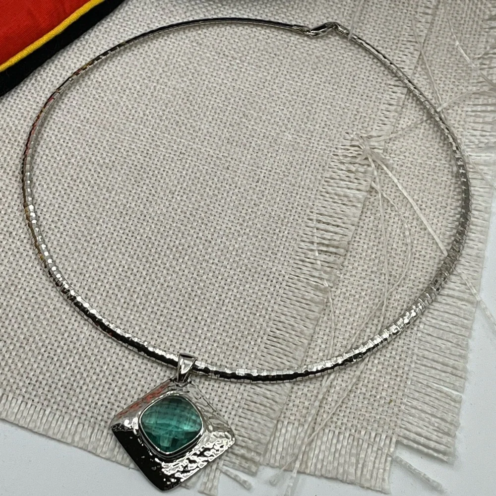 925 Italy Platinum Over Sterling Silver Hammered Pendant Necklace – 26.2g - Picture 16 of 17